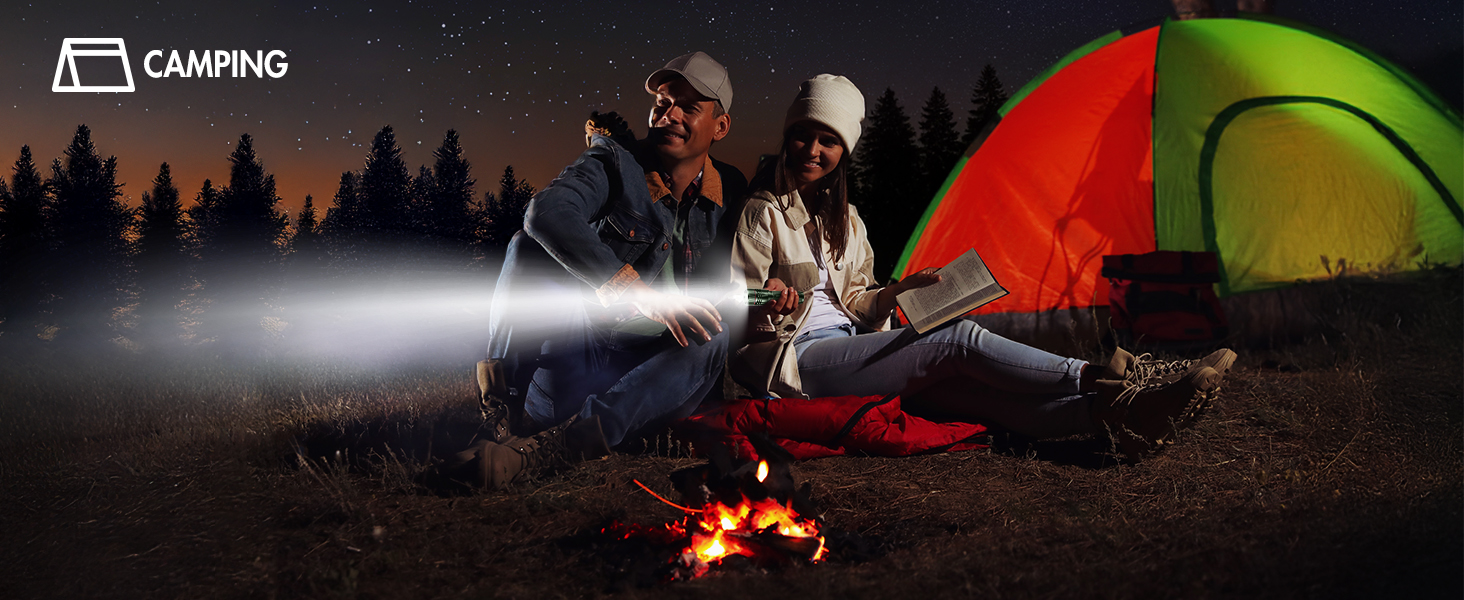 Ліхтарик LED BUCASA, 2000 люмен, 3 режими, збільшення, водонепроникний, для кемпінгу та активного відпочинку (зелений)