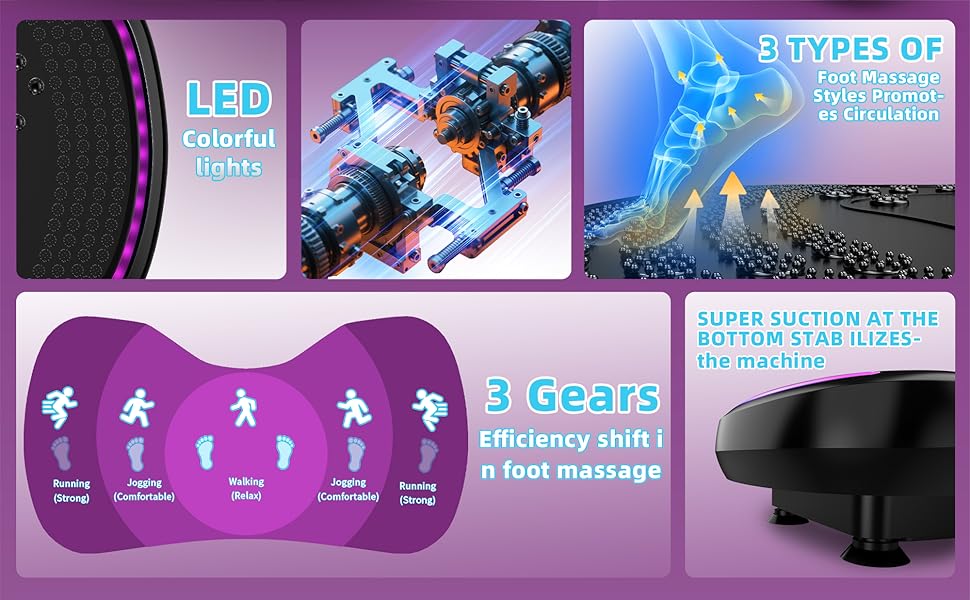 Платформа для вібраційного тренування QEIFEII - 3D вібраційна платформа для схуднення та лімфодренажу, 200 швидкостей, до 181 кг, для дому