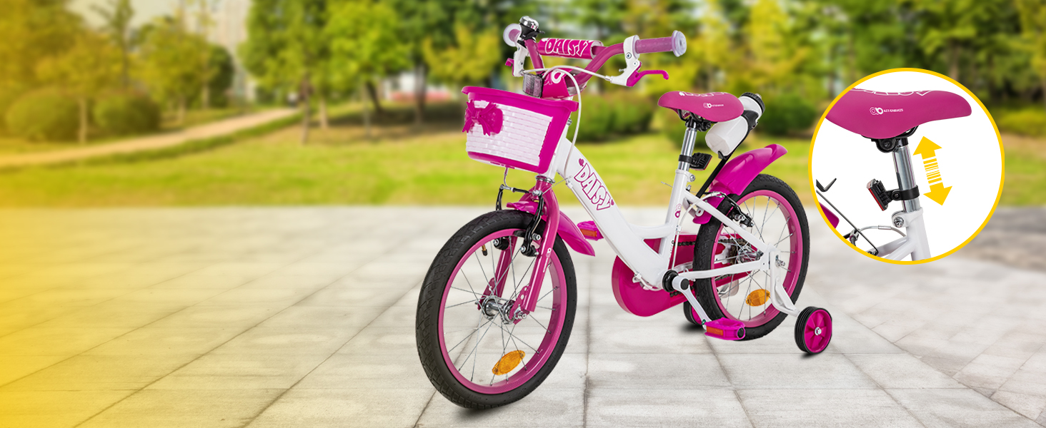 Дитяче велосипед Actionbikes Daisy 12/16 дюймів з V-Brake гальмами | Для дітей 2-9 років | З брудозахисниками | Підходить для дівчаток та хлопчиків