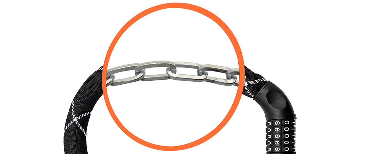 Замок для велосипеда Nean з кодовим замком, висока безпека, міцна тканинна обгортка, 6 x 6 x 900 мм, чорний