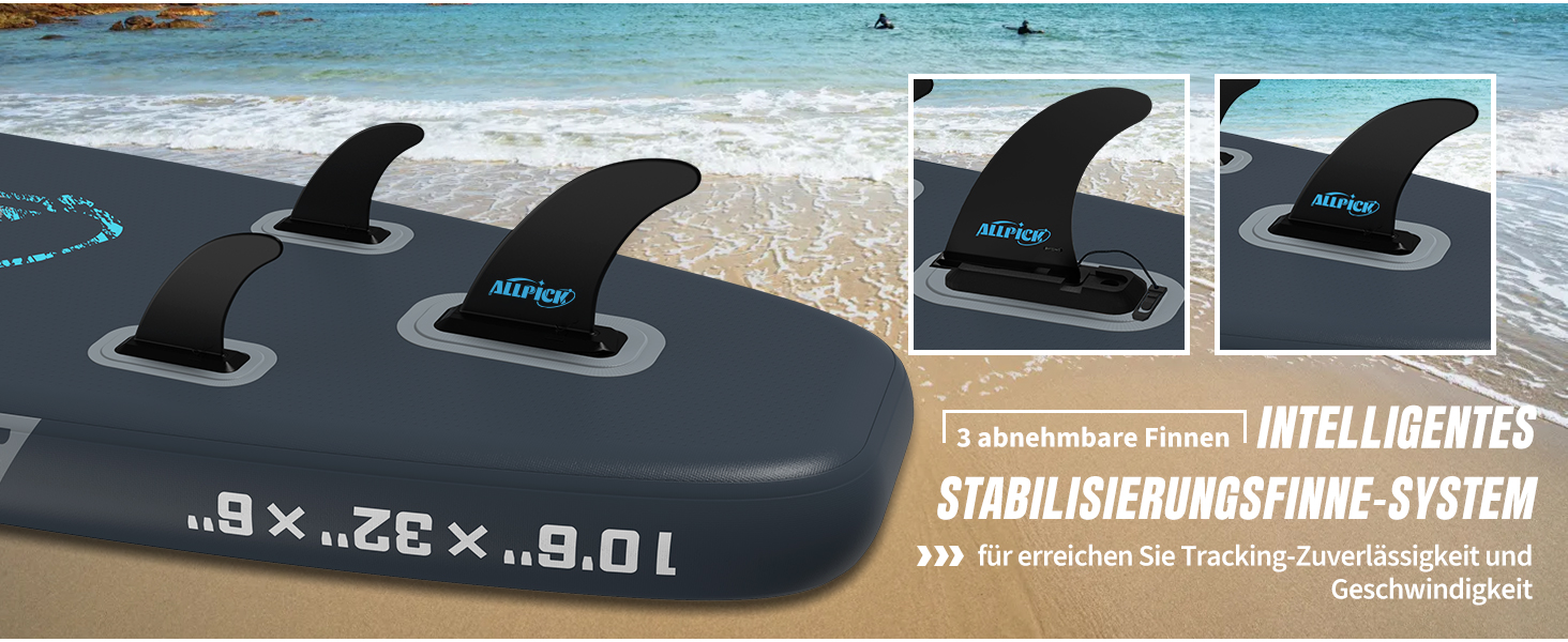 Надувний SUP Борд ALLPICK Premium Set: Комплектація для початківців та просунутих, з камерою, регульованим веслом, 200 кг, колір: ошм'ятково-блакитний