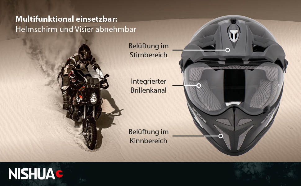 Мотоциклетний шолом Enduro Carbon Evo, ECE сертифікований, ударостійкий, легкий, вентиляція, чорний карбон, розміри S-XL