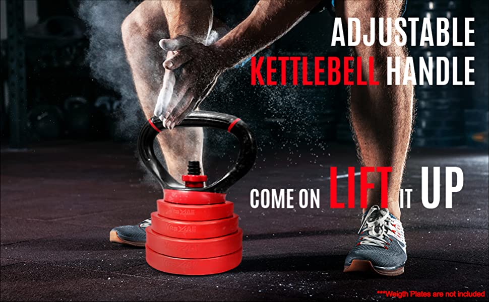 Гантель-гиря Yes4All регульована, ручка для гантелей та дисків, штанги, гирі-кулі (червона, B. ручка для дисків)