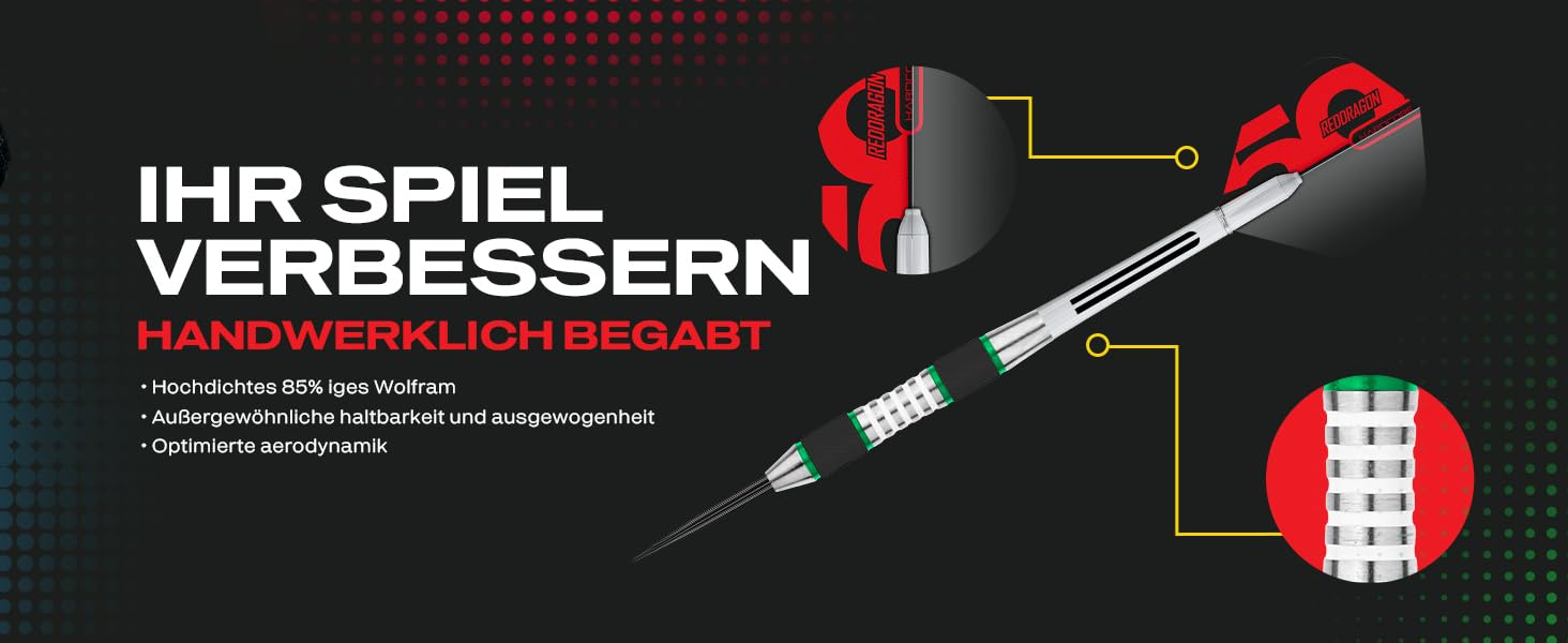 Дарти RED DRAGON Axis Softip 18/20g Tungsten - комплект (стрілки, пір'я, дротики, кейс)