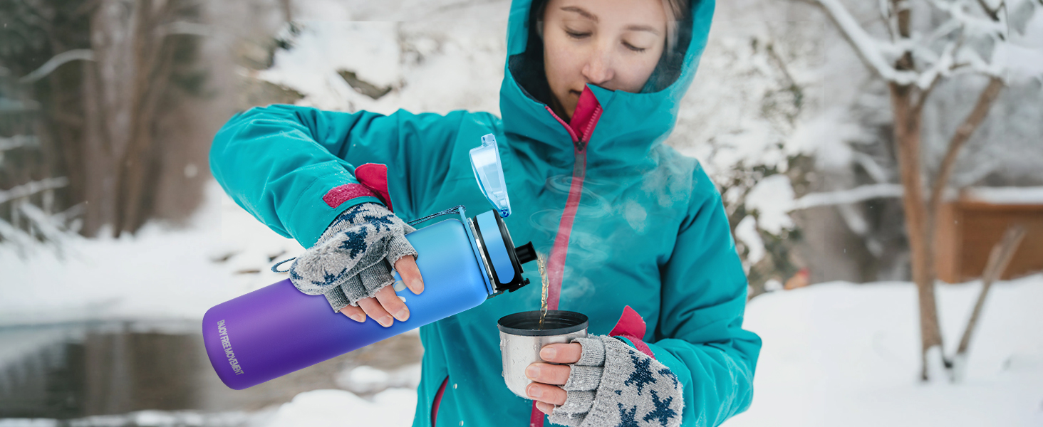 Термопляшка Vikaster 500 мл, нержавіюча сталь, без BPA, для спорту, подорожей та фітнесу, чорно-винна