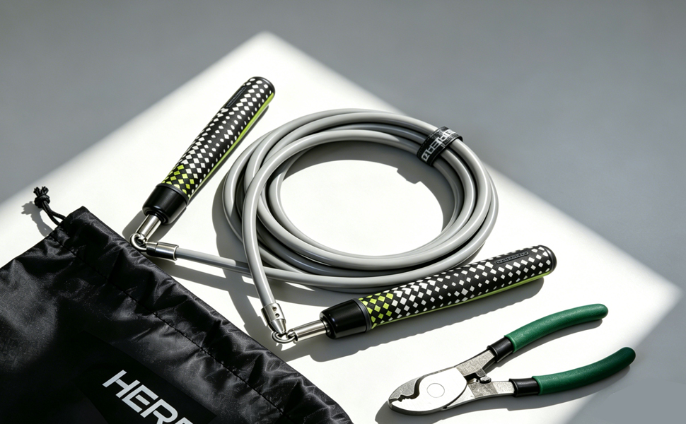 Вагінальне скакалка Hererope 250г з підшипниками, регульоване сталеве канатне скакалка для фітнесу та HIIT, чорна