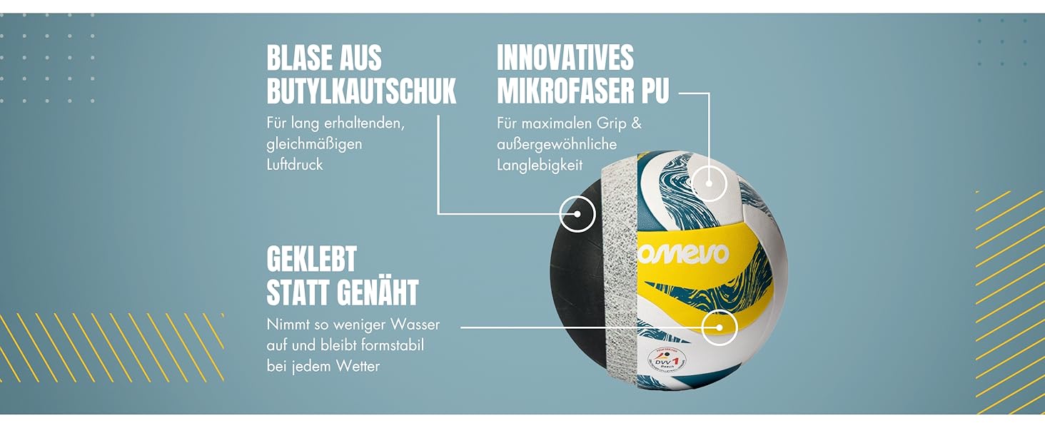 Волейбольний м'яч SunPro для пляжного волейболу, сертифікований DVV, розмір 5, м'яка мікрофібра, PU поверхня - для пляжного та вуличного спорту, подарунок (без насоса)