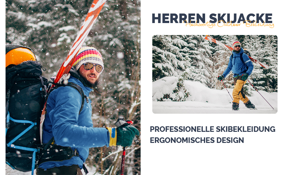 Чоловіча лижна куртка 33000ft: Водонепроникна, вітрозахисна, тепла, функціональна куртка для сноуборду та лиж. Softshell з капюшоном, колір: блакитний (S)