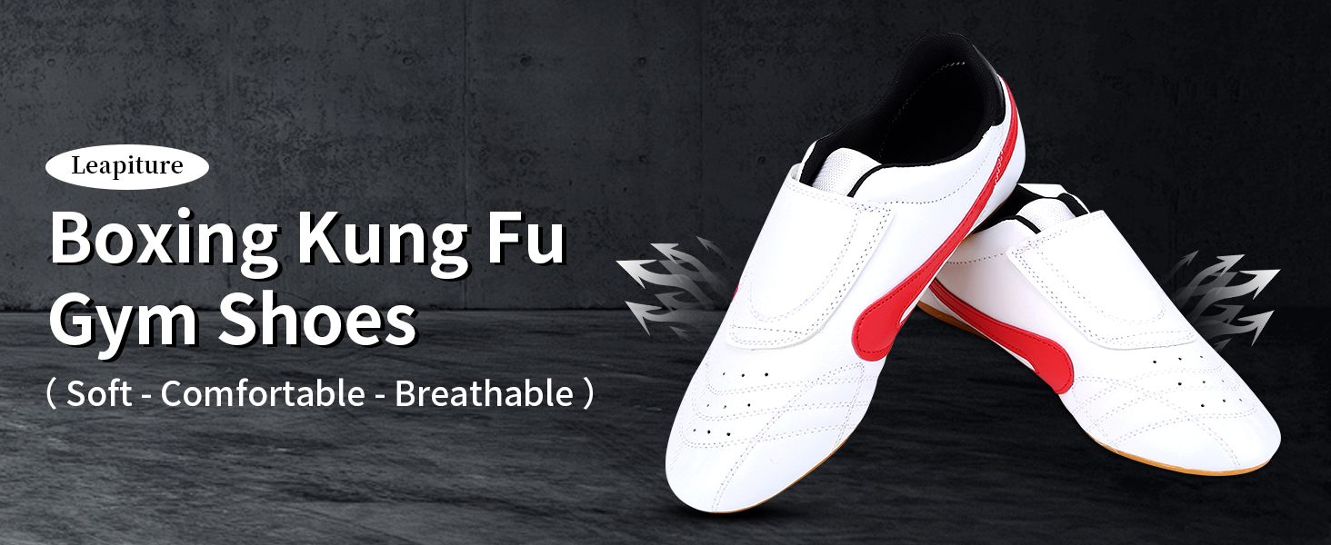 Таекундо - спортивні кросівки, унісекс, дихаючі, для боксу, кунг-фу, тай-чі, фітнесу, гімнастики, легкі, для дітей та дорослих (36 - білий та червоний)