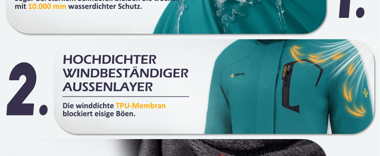 Жіноча водонепроникна гірськолижна куртка GEMYSE з флісовою підкладкою та капюшоном, для активного відпочинку, кольору смарагдова блакить (L)