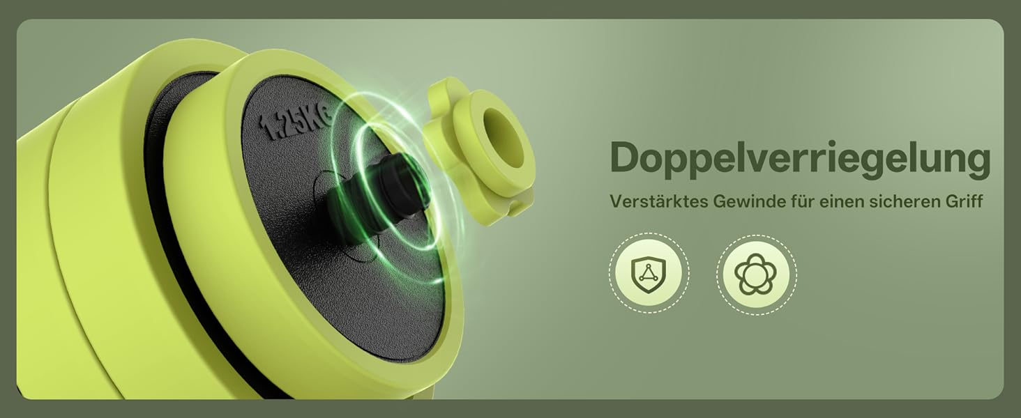 PASYOU Набір гантелей регульовані 20 кг 4 в 1: гантелі, гиря, гантелі з'єднувачем, штанга для домашніх тренувань (зелений)