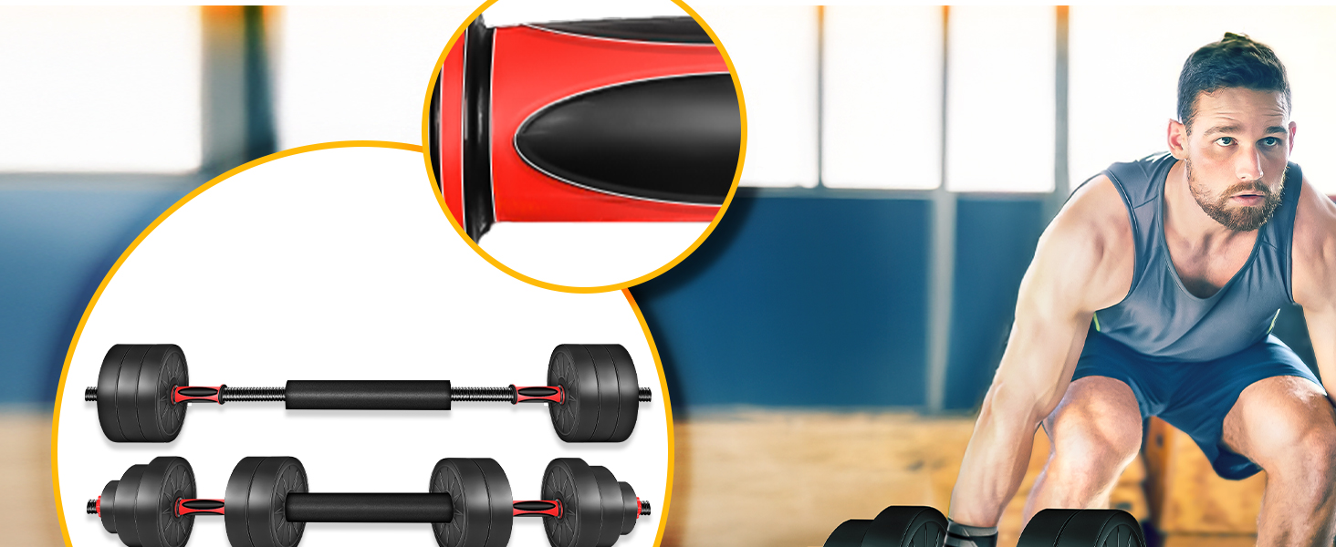 Набір гантелей 2-в-1 Hanteln Set 15-30 кг: регульовані гантелі, штанга зі зірковими фіксаторами, з'єднувальна труба (включно з гирею 40 кг)