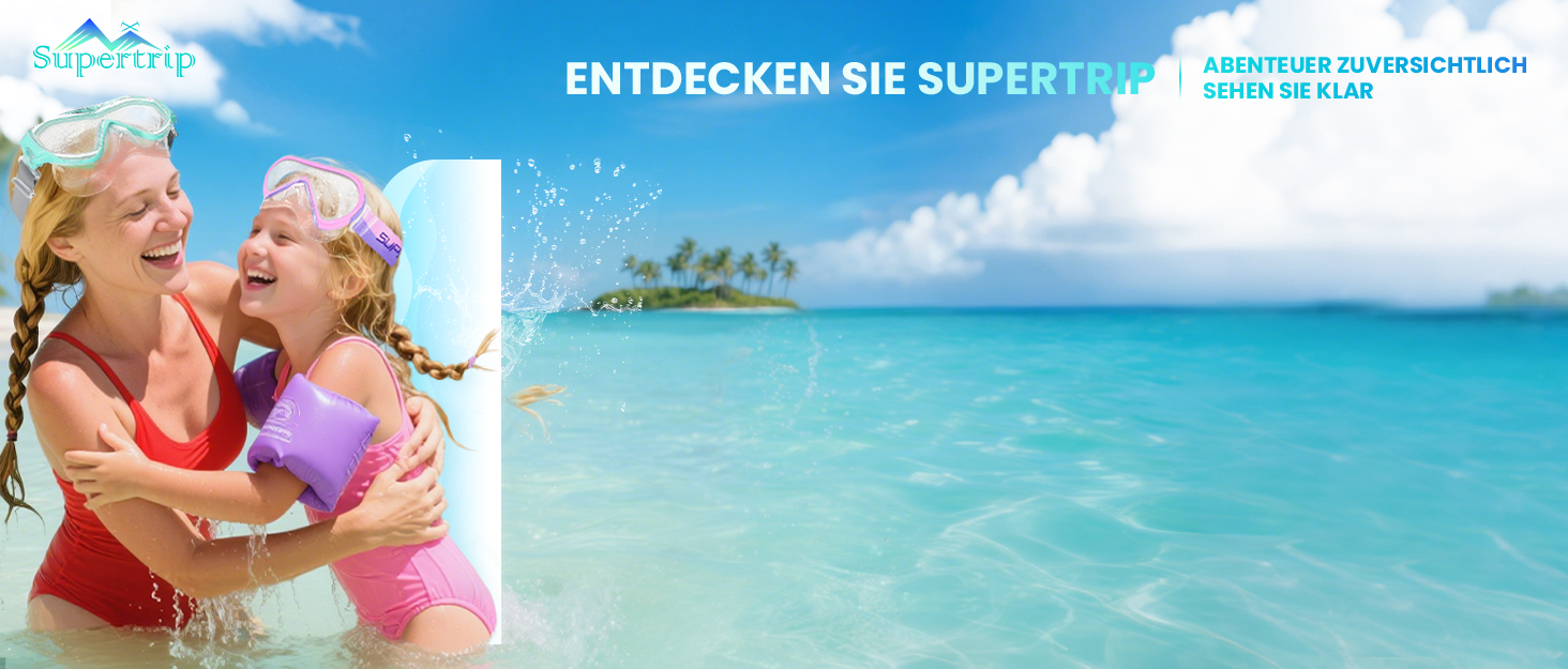 Дитяча маска для плавання та снорклінгу Supertrip, 6-14 років, скло, рожево-фіолетовий