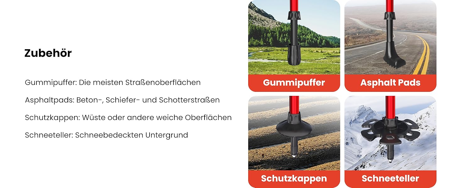 Телескопічні палиці для скандинавської ходьби та трекінгу DOBESTS, алюмінієві розкладні палиці для нордік вокінгу (110-130 см), червоні, преміум-якість