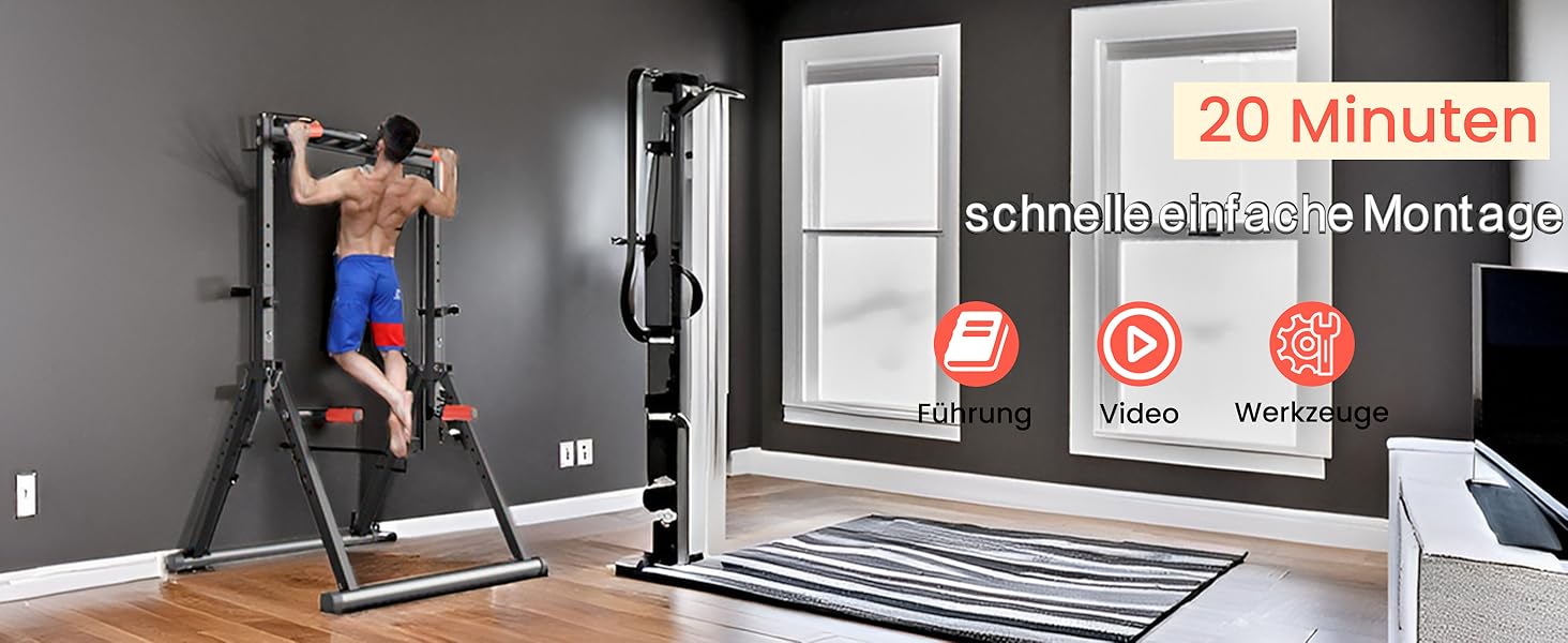 Стійка для віджимань та підтягувань DOBESTS Faltbar Power Tower - багатофункціональний тренажер для дому, чорний