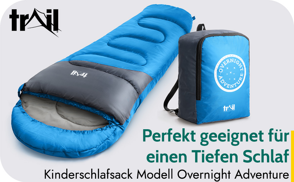 Дитячий спальний мішок Trail Mumienschlafsack для кемпінгу на 3 сезони – 300gsm, для хлопчиків та дівчаток, з легким рюкзаком – хакі
