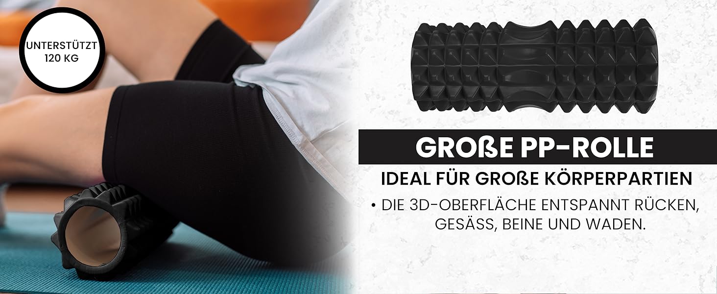 Набір для масажу м'язів Unycos: ролер фасції, фітнес-гумка, масажний м'яч, палиця для реабілітації, шнур для фітнесу та сумка для зберігання (чорний)