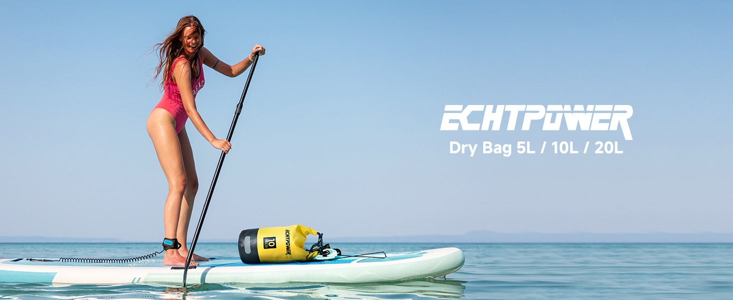 Водонепроникний мішок ECHTPower Dry Bag 20L: мішок для плавання, каякінгу, SUP (зелений)