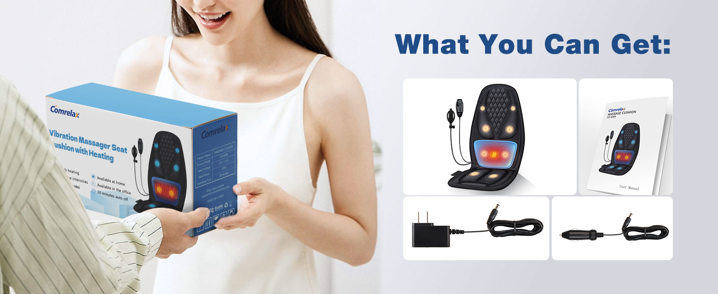 Масажне подушечка для спини з глибокою проникаючою вібрацією, охолодження/підігрів, 2 режими, для зняття м'язової втоми та стресу (Чорний сатин)