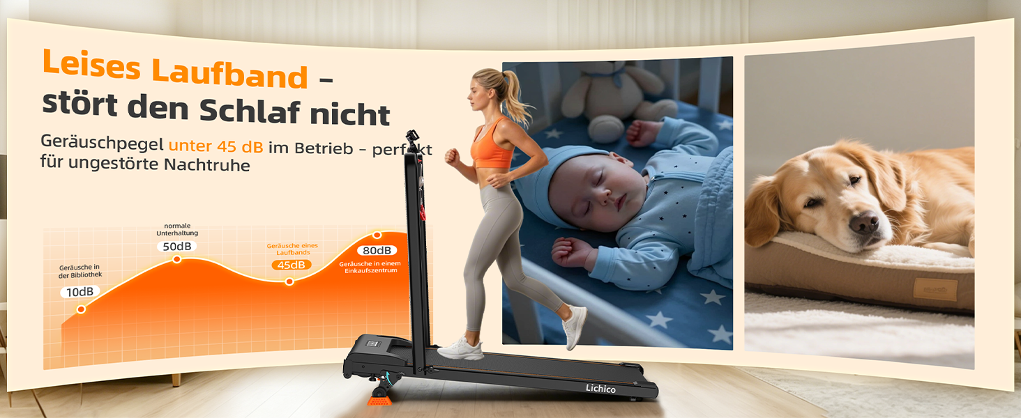 Складана бігова доріжка Lichico для дому, Walking Pad зі схилом 12% та швидкістю до 12 км/год