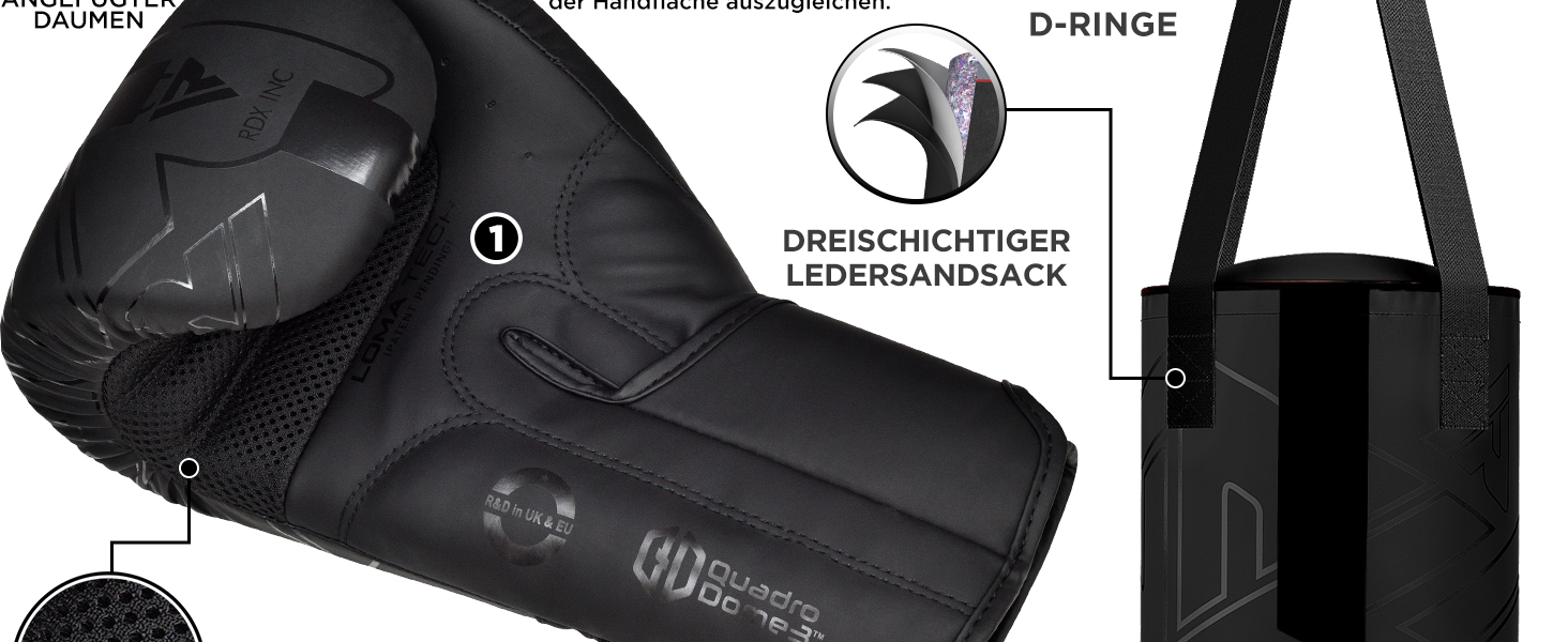 Боксерський мішок RDX 12 кг з рукавичками та мотузкою, 60 см, для дітей, чорний. Ідеально для боксу, кікбоксингу, MMA, муай-тай, карате. Боксерський мішок з натуральної шкіри Maya Hide.