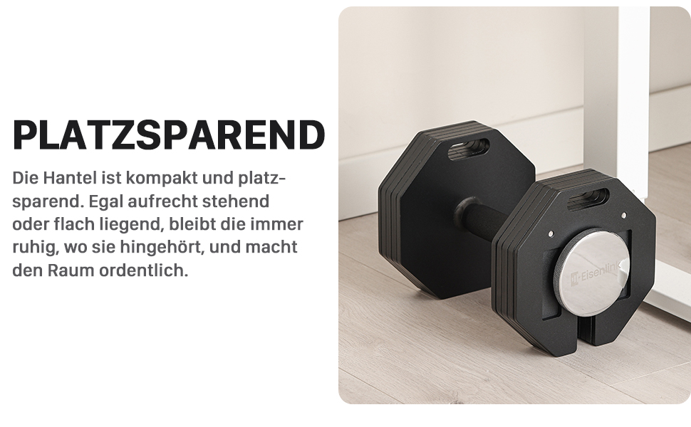 Гантель регульована восьмигранна Eisenlink 20-36 кг, сталева, з антиковзним грифом, для фітнесу вдома та в залі