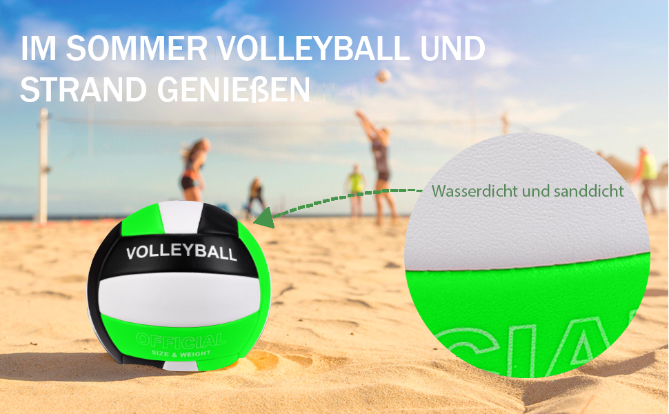 Волейбольний м'яч Dakapal 5, для гри в приміщенні та на вулиці, м'який, для початківців, підлітків та дорослих (без насоса), колір зелений