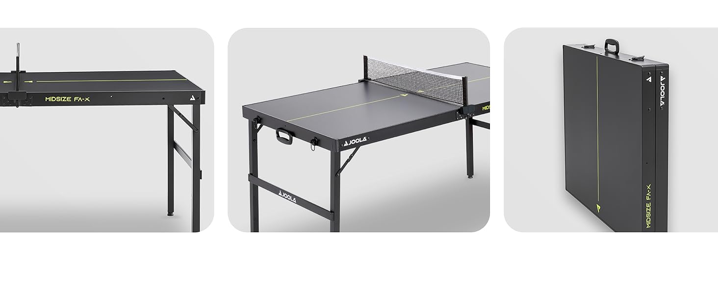 Стіл для пінг-понгу JOOLA Midsize, сучасний дизайн, сітка в комплекті, чорний/зелений