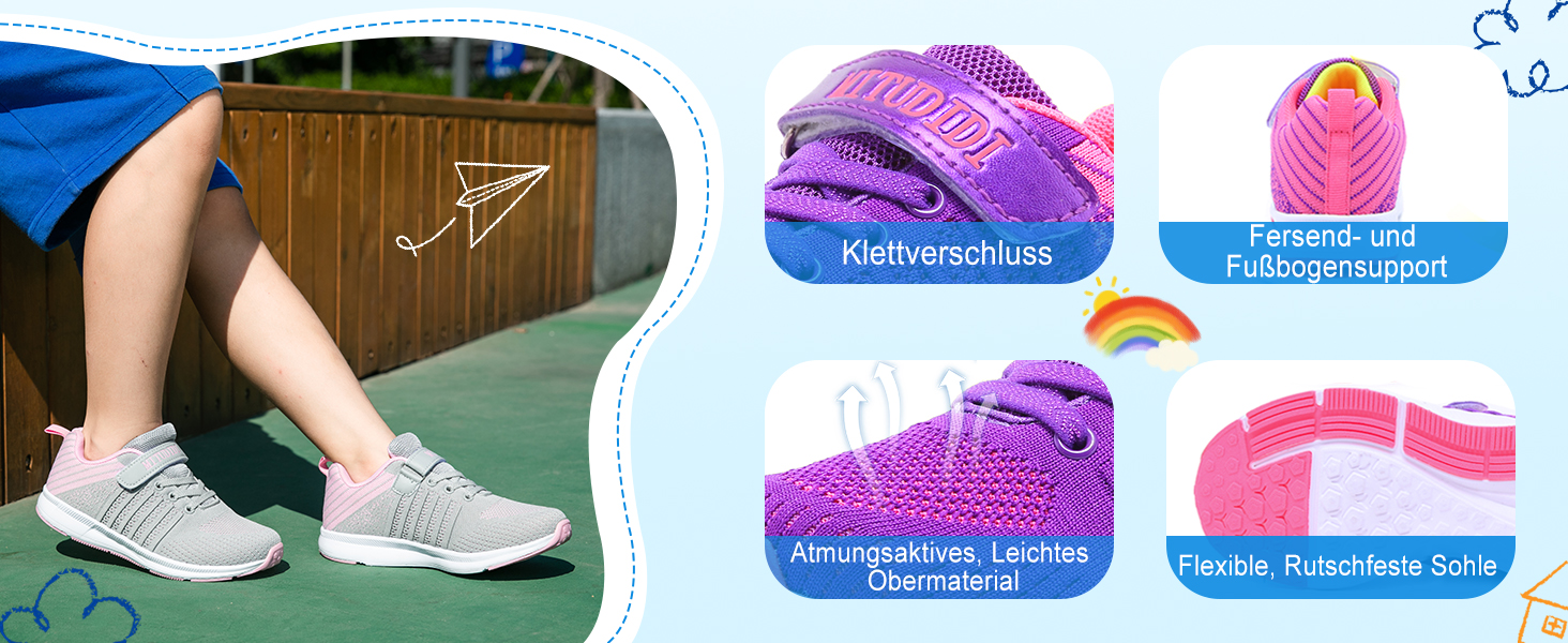 Дитячі кросівки для дівчаток: легкі, дихаючі, для бігу та занять спортом (34 EU, рожевий)
