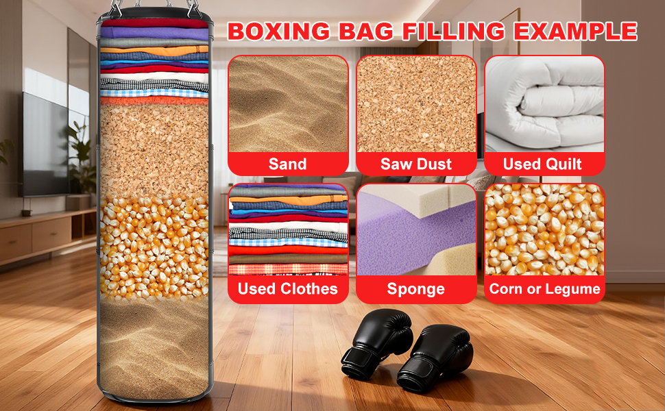 Боксерський мішок Qoosea для дорослих, 4 фути, 17oz, з рукавичками та підвісом, для кікбоксингу, карате, MMA, тренувань
