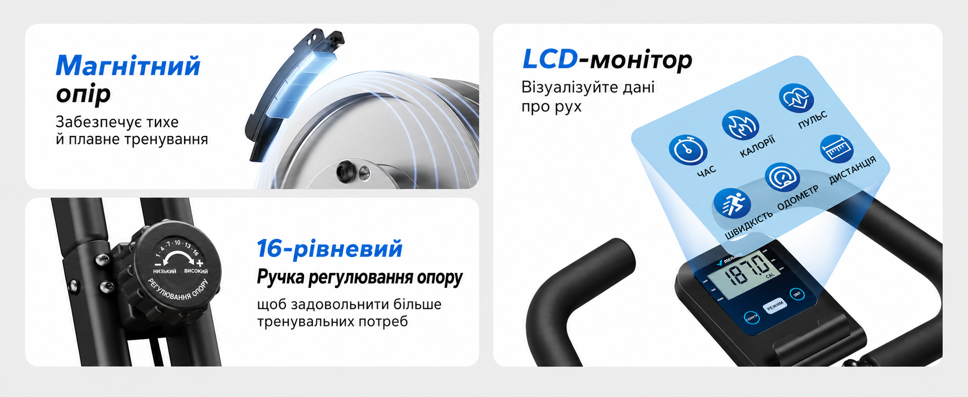 MERACH Складаний велотренажер для дому з LCD-монітором, магнітне ергометр, фітнес-велосипед для дому, 136 кг, жовтий