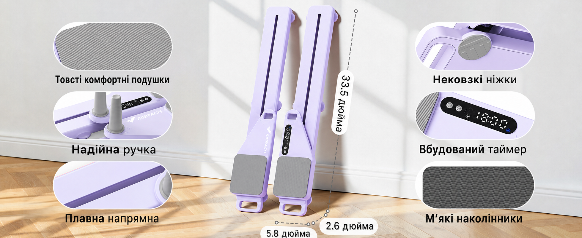 Реформатор Pilates MERACH з обтяжувачами та наколінниками, 120 кг, складаний, для дому, фітнес, ліла