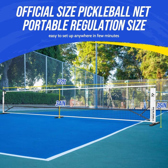 Набір сіток Patiassy Pickleball 6,6 м з розміткою, веслом і сумкою