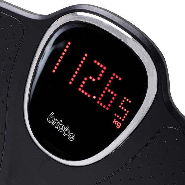 briebe SC1125B електронні ваги для людей, точні, LCD-дисплей, до 180 кг, автоматичне вмикання, нековзка поверхня, режим зважування для немовлят, чорні