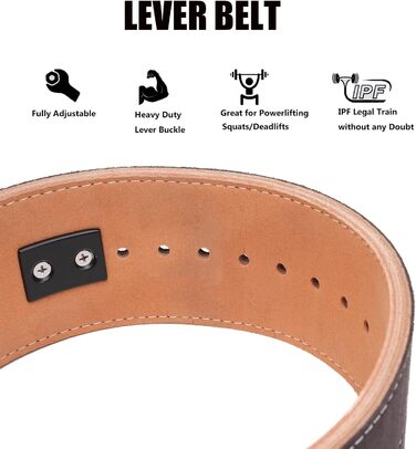 Мм Power Lever Leather Lever Pro Belt Gym Training - Пояс для важкої атлетики для чоловіків і жінок - Підтримка спини та корпусу під час станової тяги та присідань з важким важелем L Bronze, 10