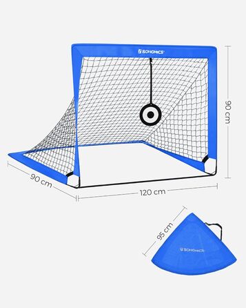Футбольні ворота для дітей SONGMICS складні 2 шт 120х90 см сині