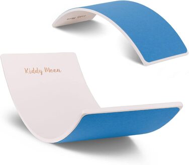 Дитяча балансувальна дошка KiddyMoon з дерева, Montessori іграшка для дітей та немовлят, балансування, біле з синім фетром