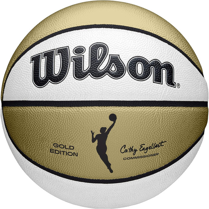 Жіноча пам'ятна серія WILSON WNBA Баскетбольні м'ячі, офіційні баскетбольні м'ячі та розміри (розмір 6 - 28.5', золотий / білий)