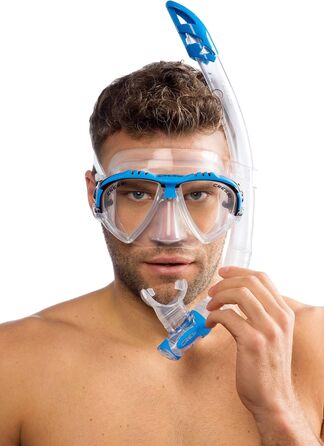 Маска Matrix або Combo Set Mask Snorkel Gamma для дайвінгу та снорклінгу, One Size, Unisex Clear/Blue Mask Snorkel