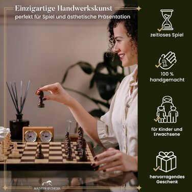 Шахи дерев'яні Gentleman 50x50 см, ручна робота, для дорослих і дітей, білий кант, набір із дошкою та фігурами