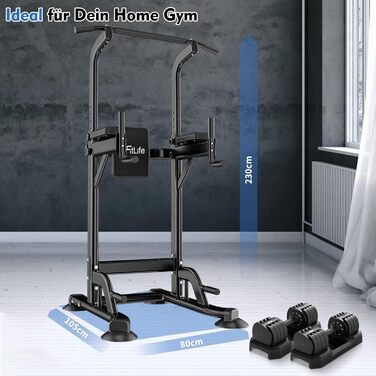 Діп-станція DH FitLife Power Tower Спортивний інвентар зі штангою для підтягувань, перекладинами та тренажером для спини Мульти-тренажерний зал Kraftturm Фітнес-станція Силова стійка для домашнього тренажерного залу Силові тренування в домашніх умовах