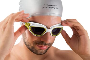 Плавальні окуляри AqtivAqua DX з широким оглядом, UV-захистом, антифогом, герметичні, для басейну та відкритої води, регульований силіконовий ремінець, для дорослих і підлітків