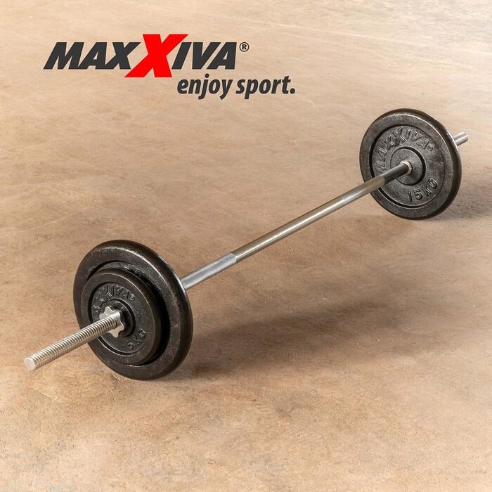 Штанга MAXXIVA 160 см, хром, до 300 кг, застібка зірка