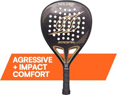 Ракетка SideSpin Padel Golden Pro 12K Carbon, PowerControl, Унісекс