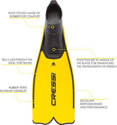 Ласти Cressi Rondinella жовті 45/46 для снорклінгу та плавання