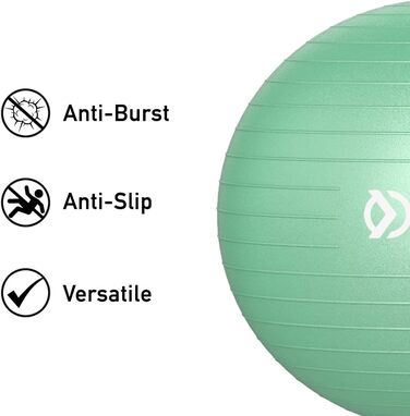 М'яч для вправ OXFIT, Anti-Burst, 70-75см, м'ятно-зелений, насос