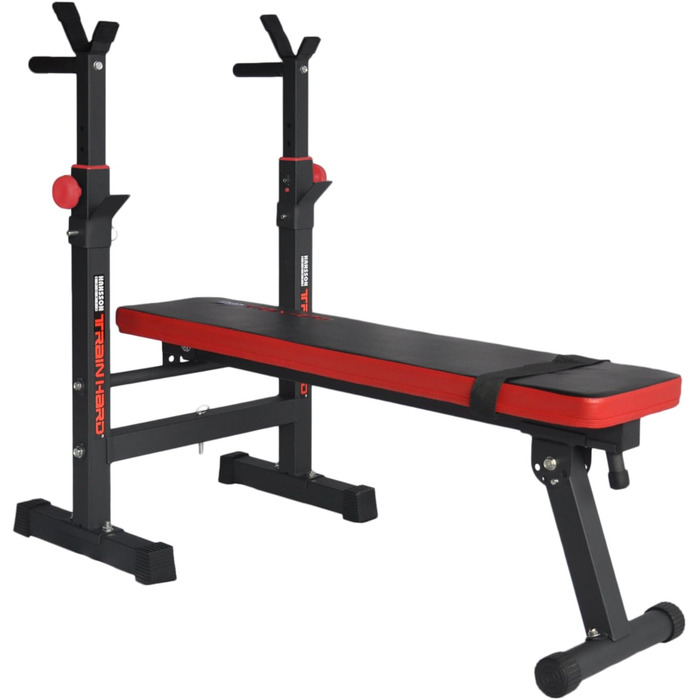 Складна лава TrainHard Multi Weight Bench Blackcombo зі штангою та гантелями та ваговими пластинами 70 кг