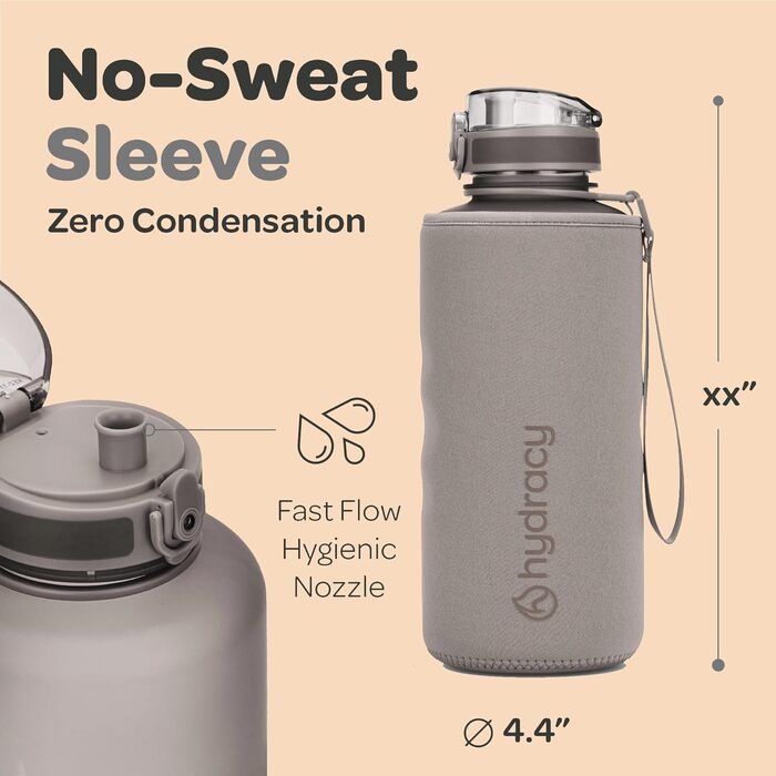 Гідраційна пляшка для води з фруктовим відсіком Hydracy 2л, BPA Free, з часовою міткою, герметична спортивна пляшка без конденсату для спорту та активного відпочинку