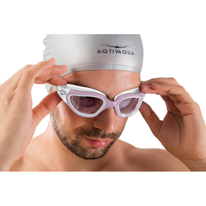 Окуляри для плавання AqtivAqua DX з широким оглядом, UV-захистом, антифогом, герметичні, для басейну та відкритої води, силіконовий ремінець, для дорослих і підлітків