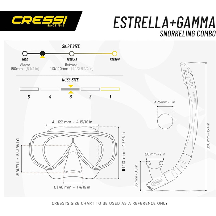 Маска для підводного плавання Estrella або маска Estrella Stubel Gamma, One Size, унісекс для дорослих (набір трубок, чорний/чорний)